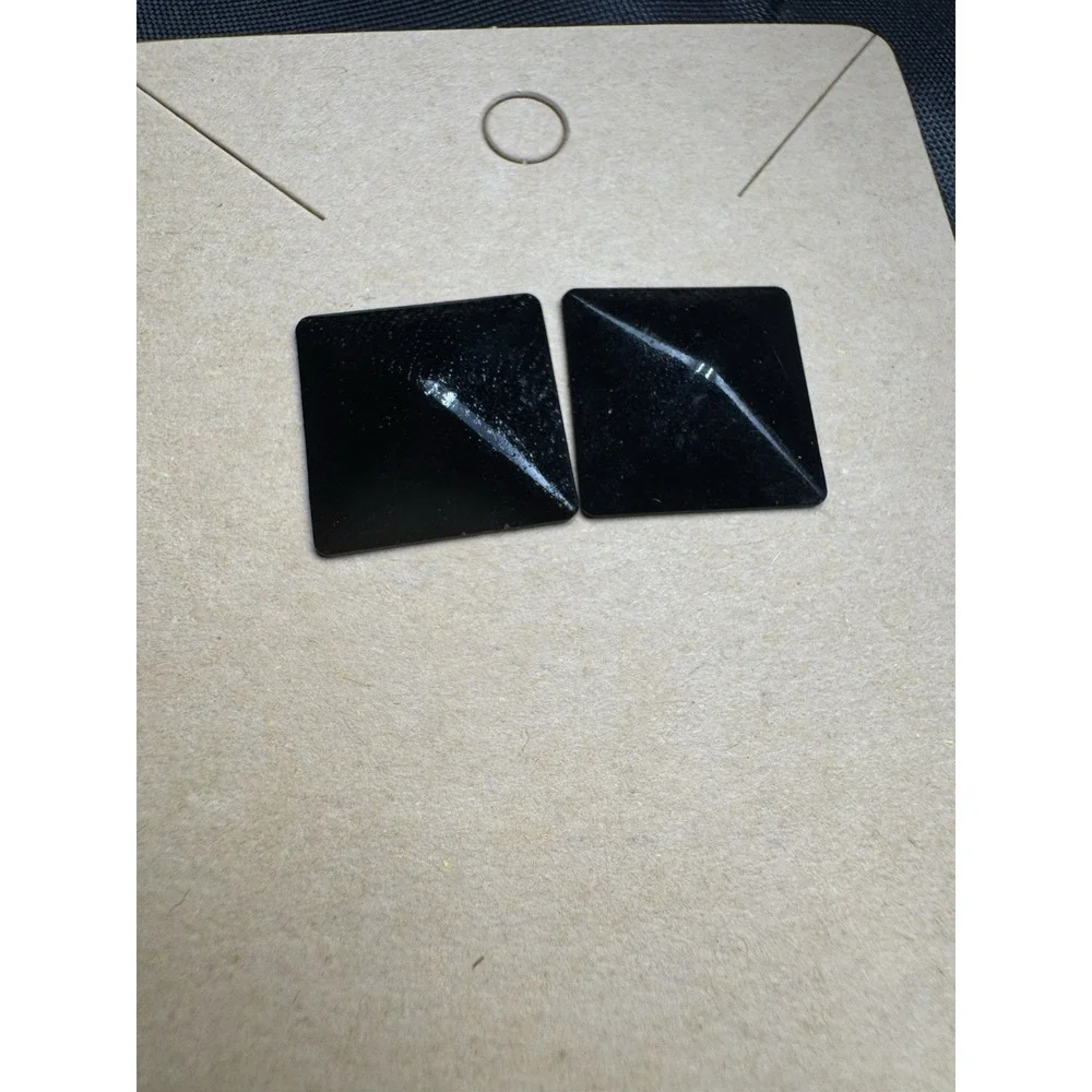 Vintage Black Square Enamel Earrings